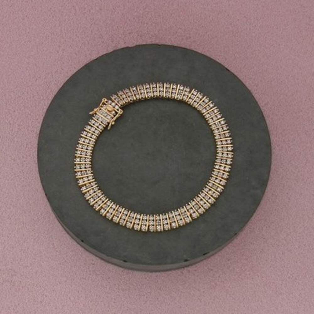 Ross Simons Sterling Silver Gold Plate Diamond Accent Tennis Bracelet Size 7in